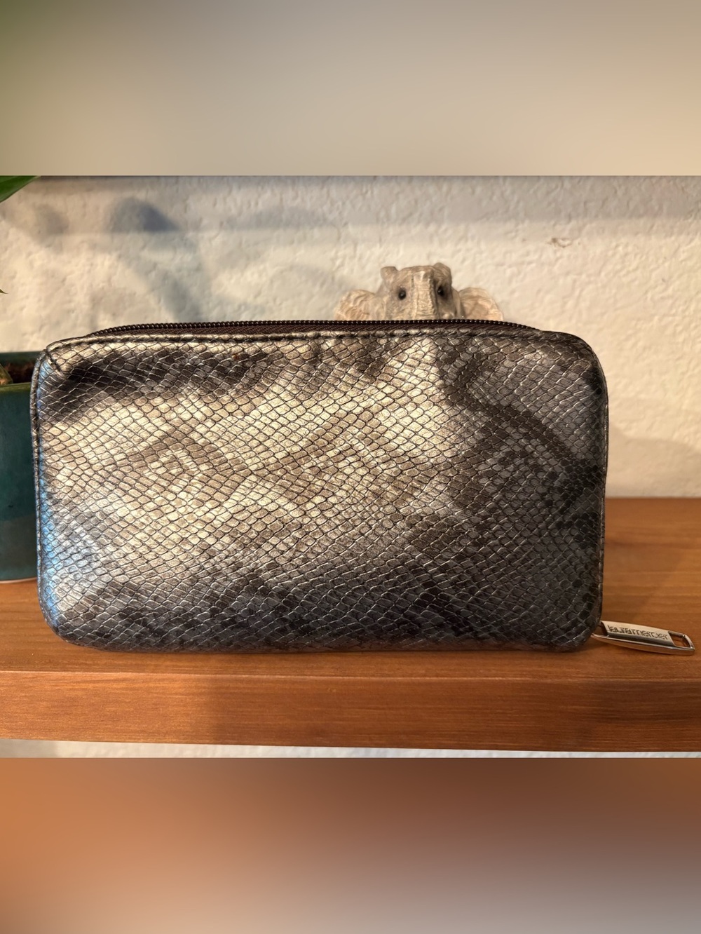 laura mercier Metallic Snake-Embossed Cosmetic Pouch - Silver